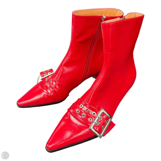 Boots Ankle Heels By Clothes Mentor In Red, Size: 8