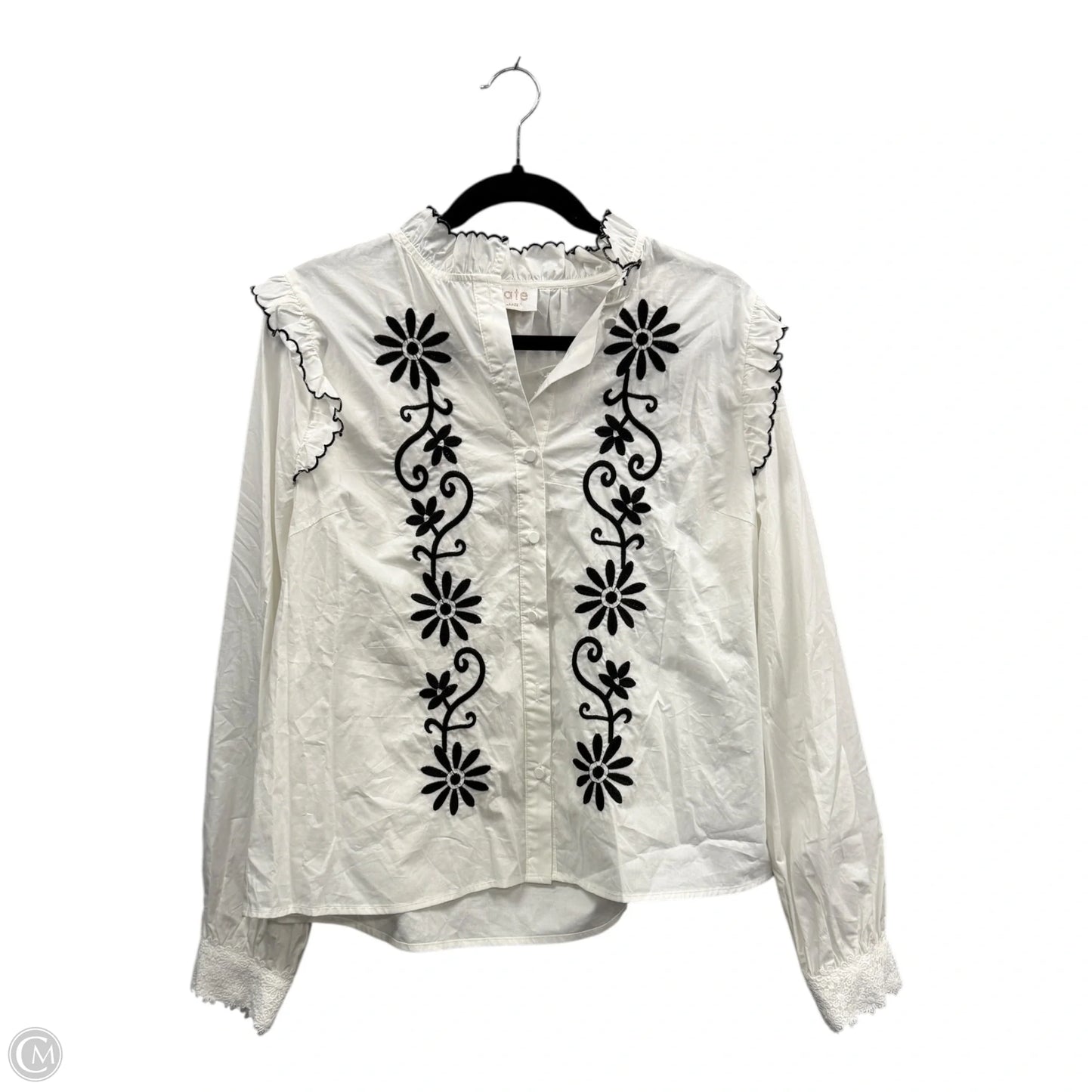 Blouse Long Sleeve By Fate In Black & White, Size: L
