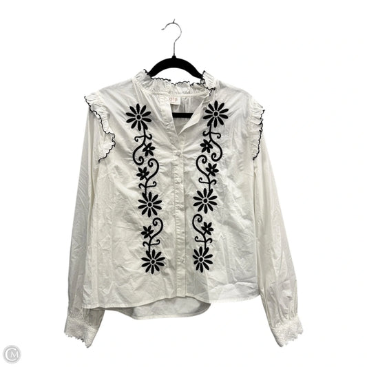 Blouse Long Sleeve By Fate In Black & White, Size: L