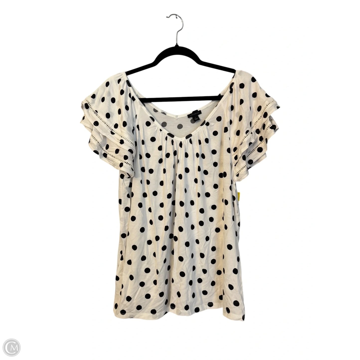 Top Short Sleeve By Ann Taylor In Polkadot Pattern, Size: L