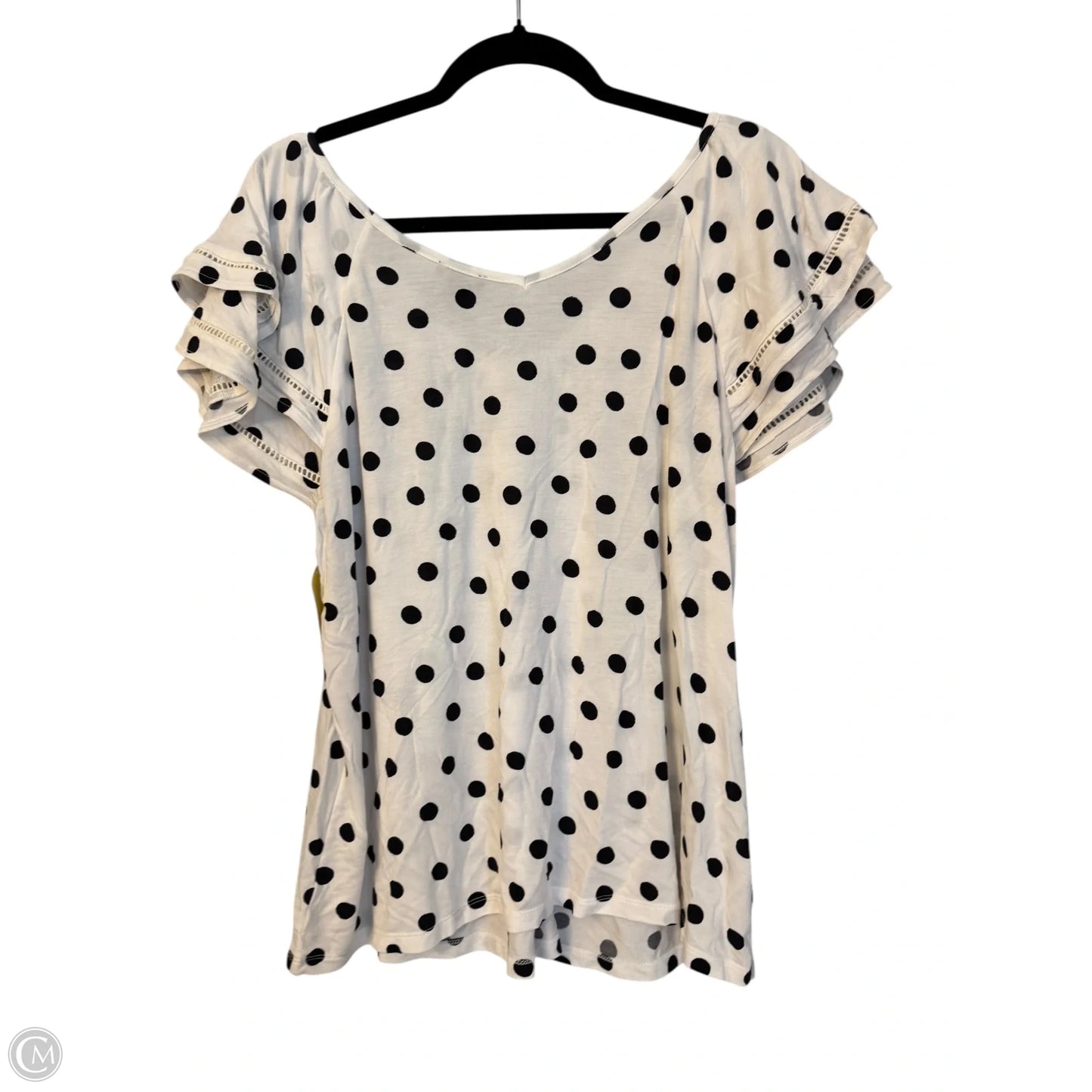 Top Short Sleeve By Ann Taylor In Polkadot Pattern, Size: L