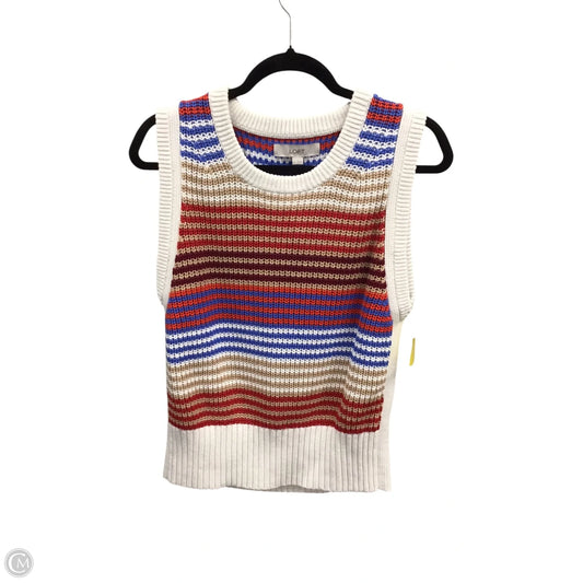 Vest Sweater By Loft In Striped Pattern, Size: L