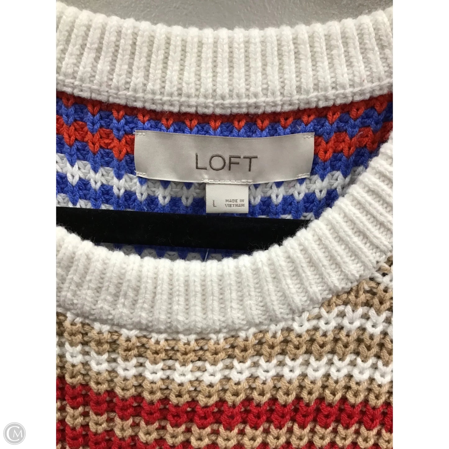 Vest Sweater By Loft In Striped Pattern, Size: L