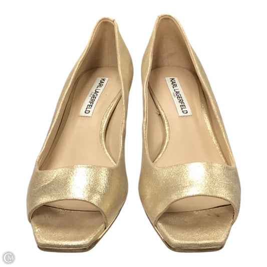 Shoes Designer By Karl Lagerfeld In Gold, Size: 9