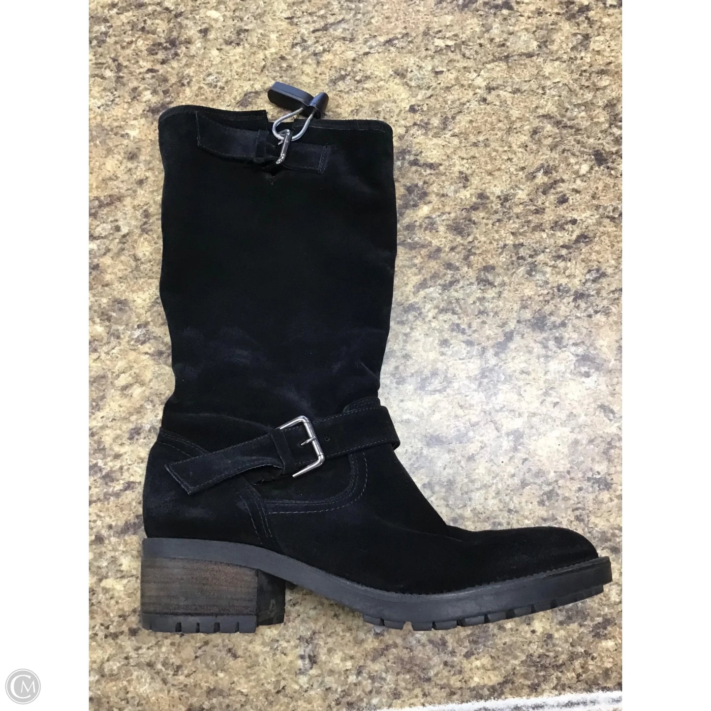 Boots Mid-calf Heels By Clothes Mentor In Black, Size: 10