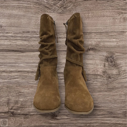 Boots Ankle Heels By Minnetonka In Tan, Size: 10