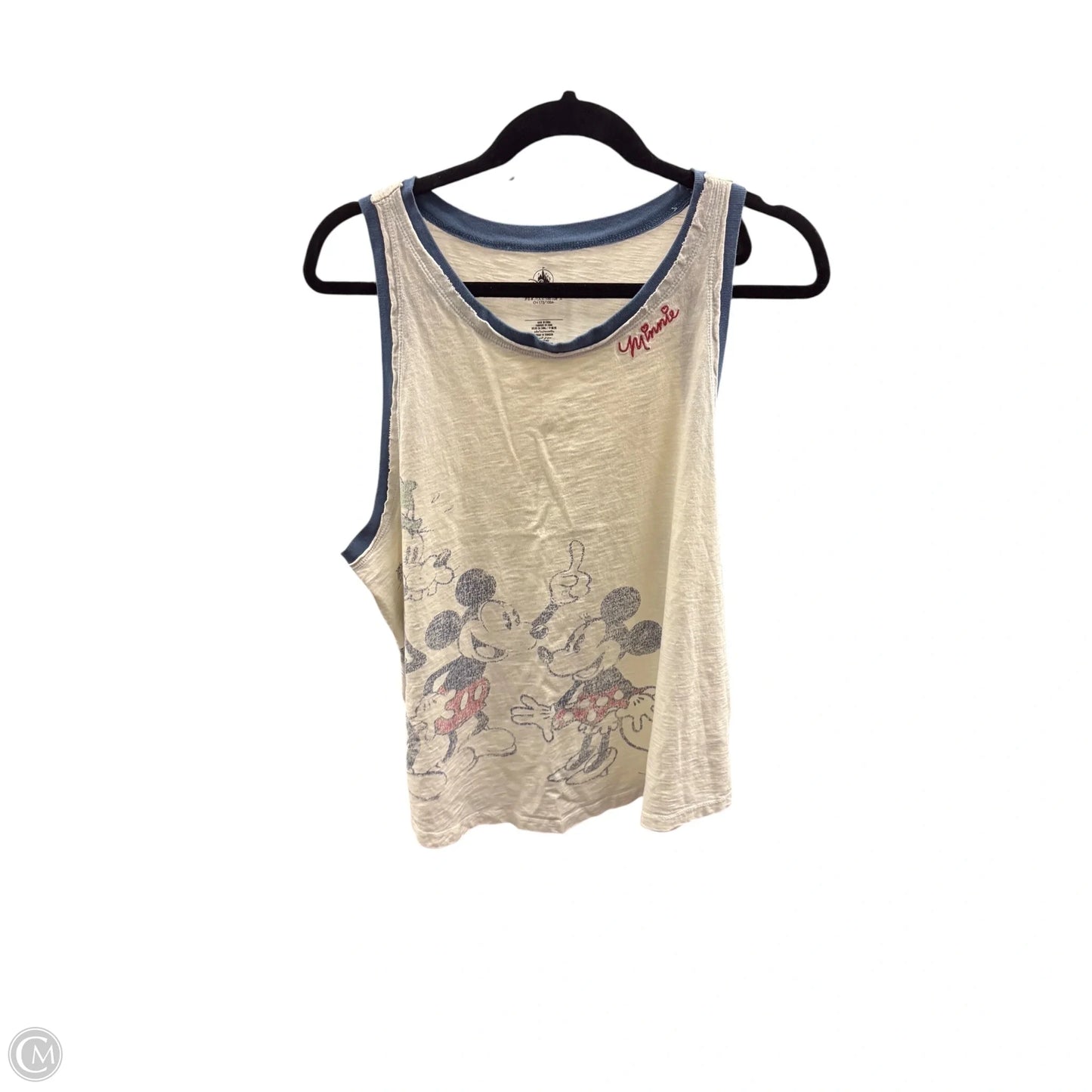 Tank Top By Disney In Blue & Cream, Size: L
