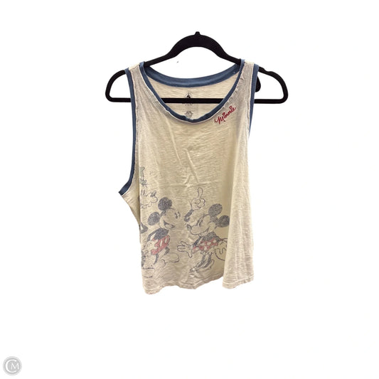 Tank Top By Disney In Blue & Cream, Size: L