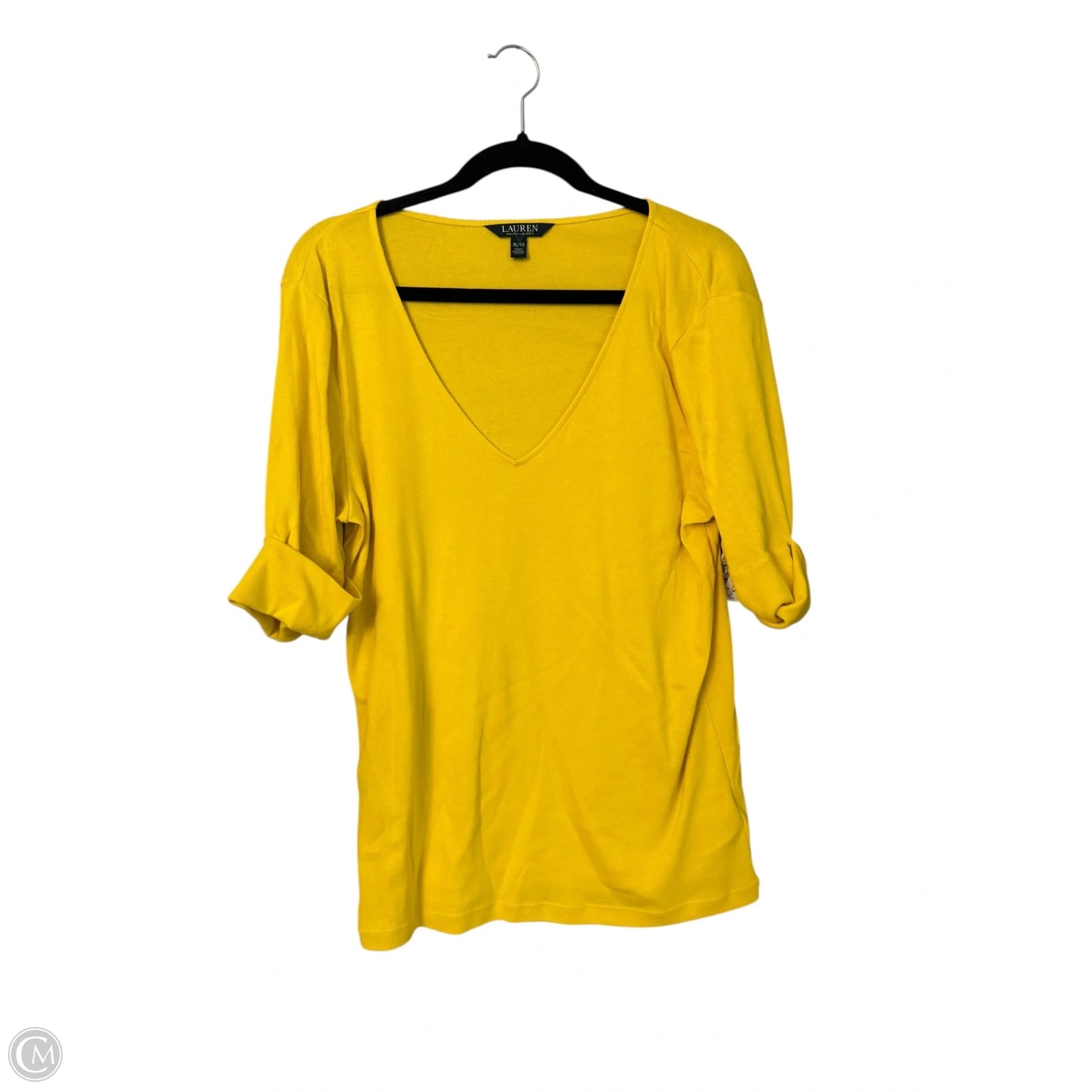 Top Short Sleeve By Lauren By Ralph Lauren In Yellow, Size: Xl