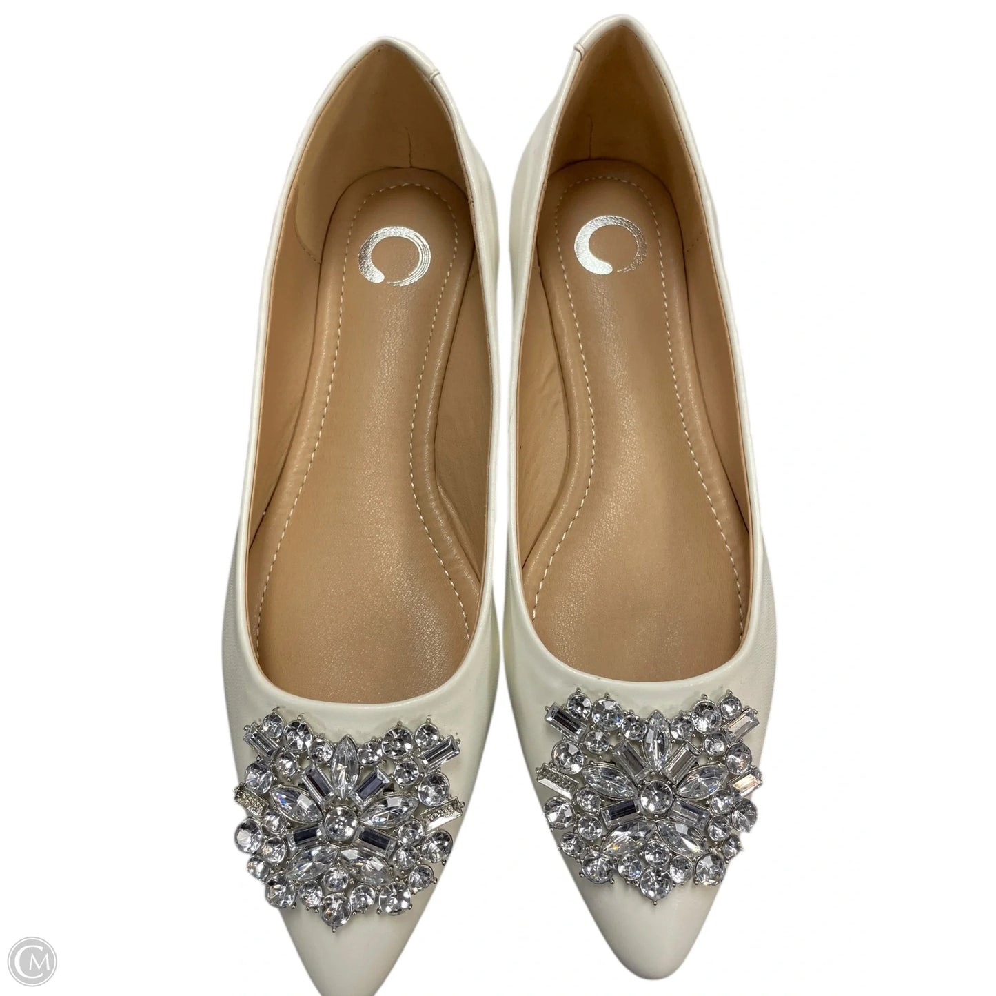 Shoes Flats By Clothes Mentor In Silver & White, Size: 8.5