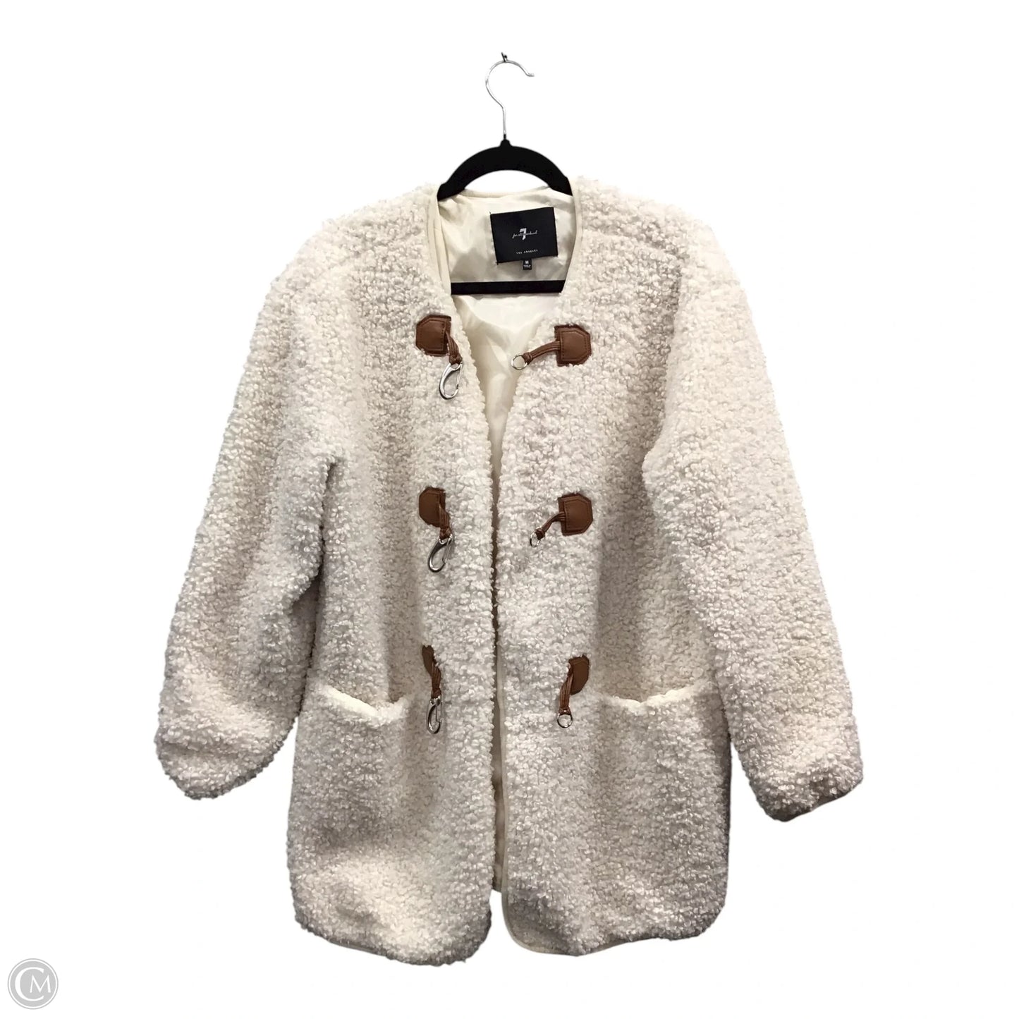 Jacket Faux Fur & Sherpa By 7 For All Mankind In Cream, Size: M