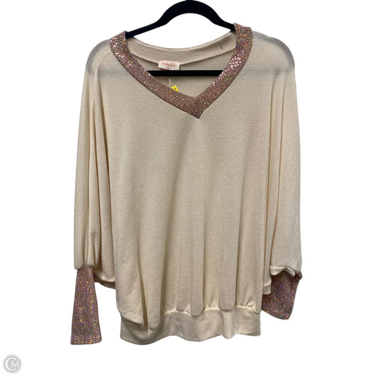 Sweater By Hailey & Co In Cream & Orange, Size: Xs