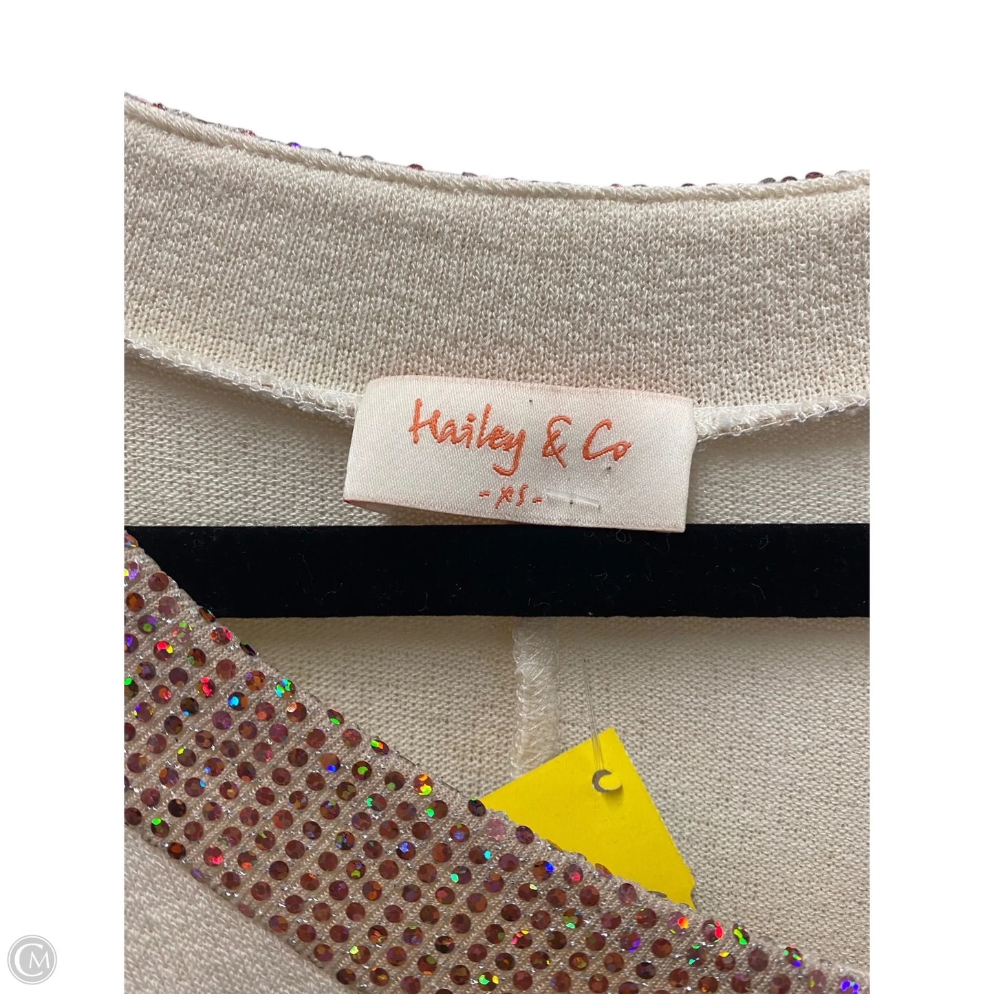 Sweater By Hailey & Co In Cream & Orange, Size: Xs