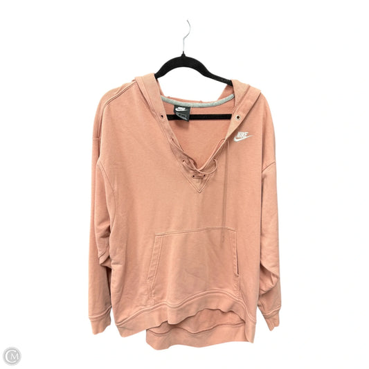 Sweatshirt Hoodie By Nike Apparel In Peach, Size: L