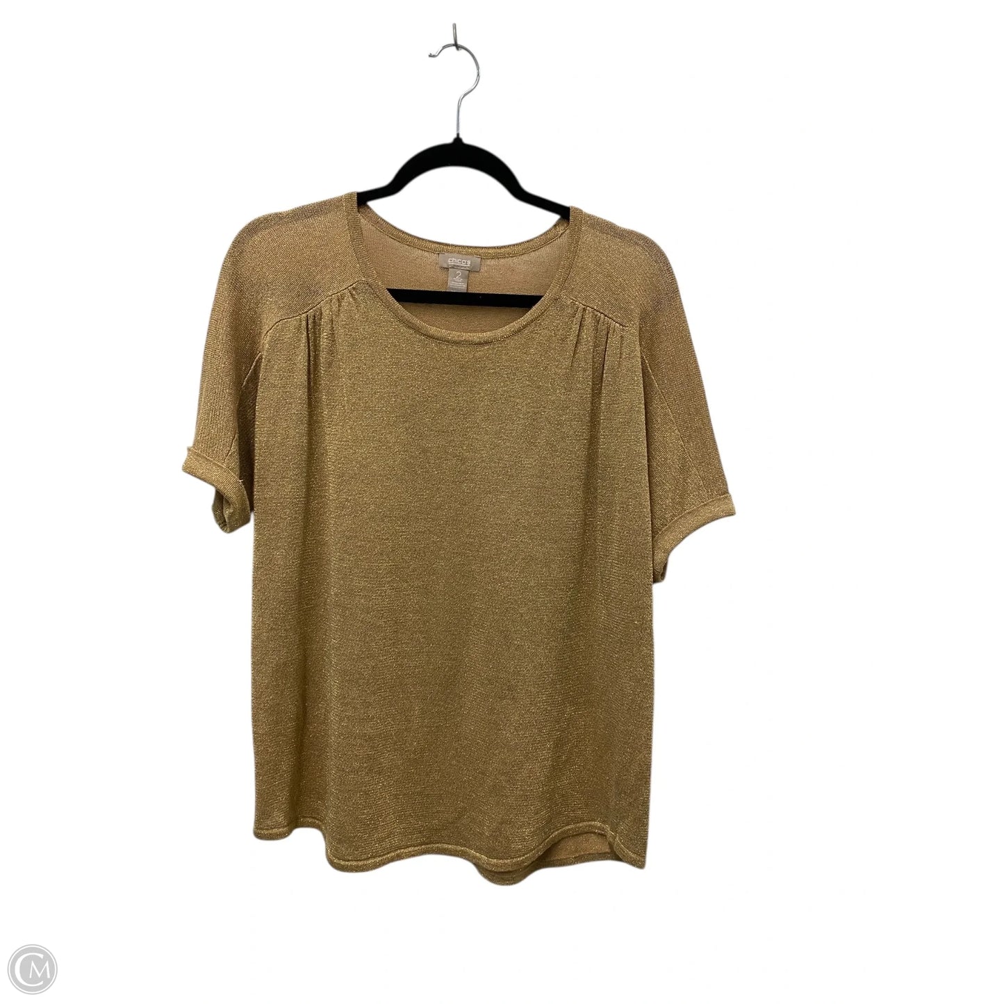 Sweater Short Sleeve By Chicos In Gold, Size: L