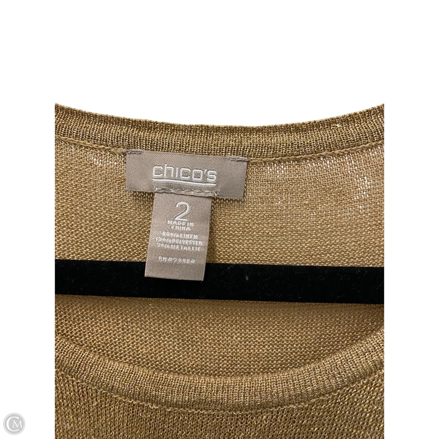 Sweater Short Sleeve By Chicos In Gold, Size: L