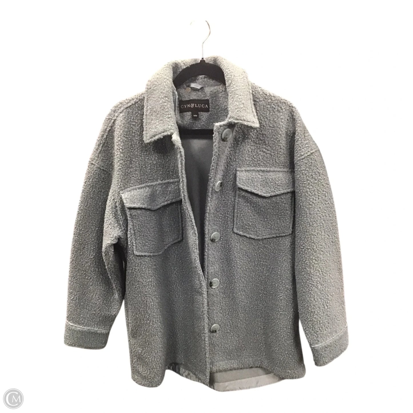 Jacket Faux Fur & Sherpa By Clothes Mentor In Blue, Size: M