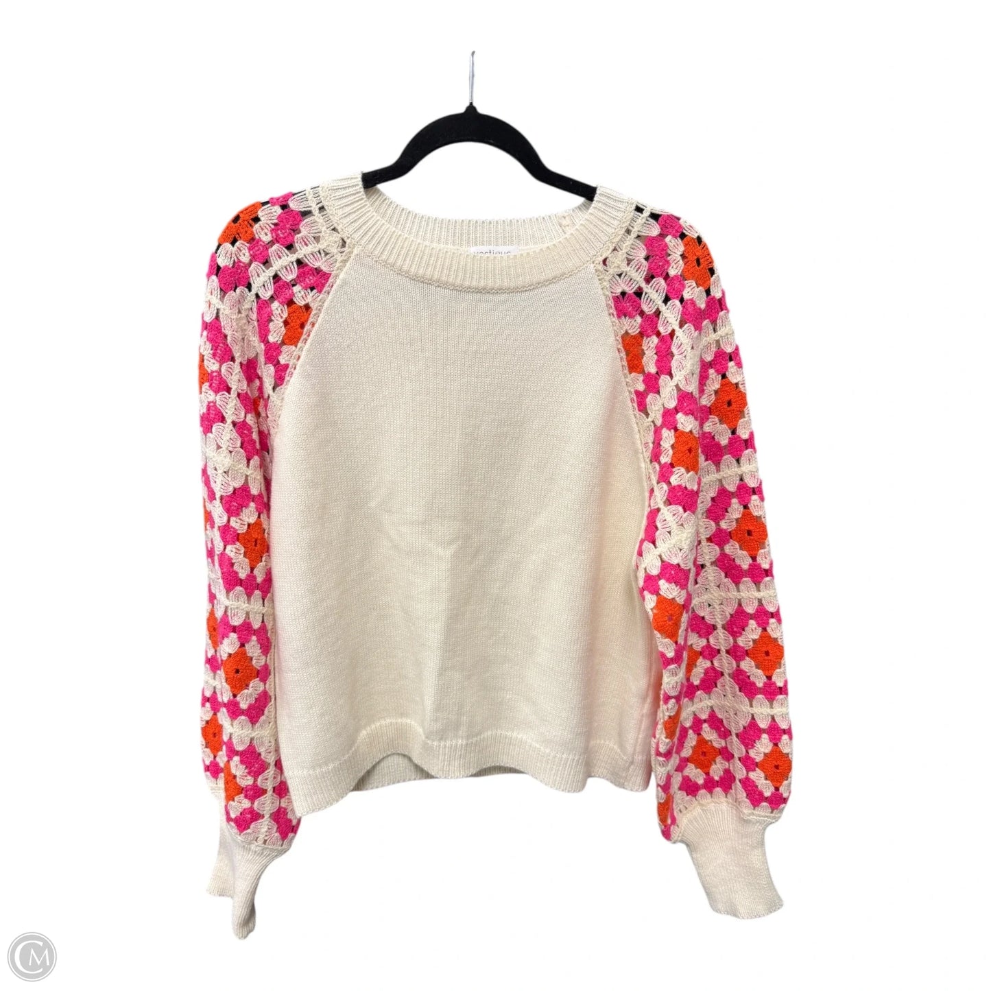 Sweater By Vestique In Cream & Pink, Size: S