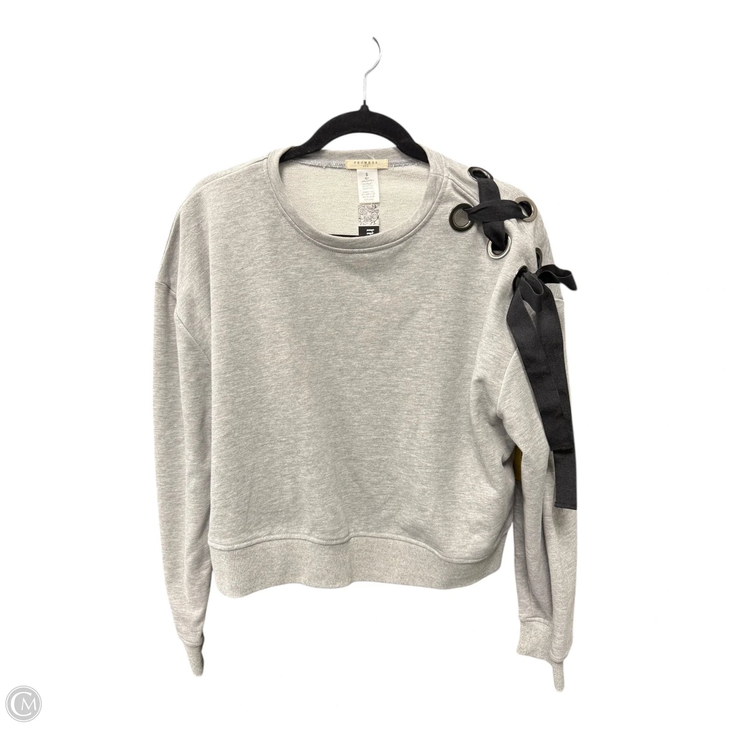 Sweatshirt Crewneck By Promesa In Black & Grey, Size: S