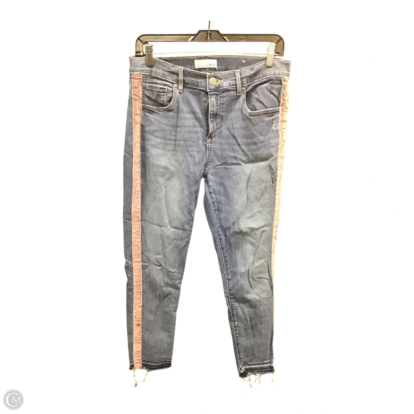 Jeans Skinny By Loft In Blue & Pink, Size: 8