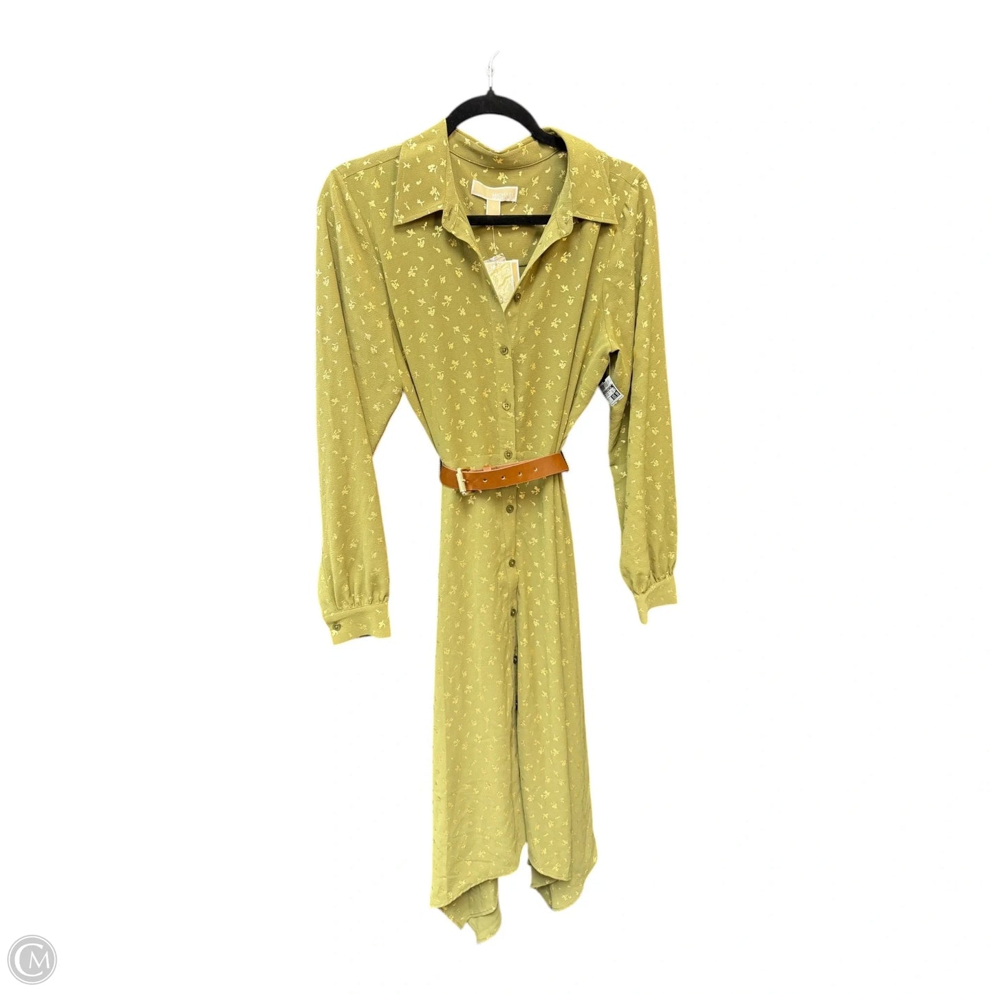 Dress Casual Midi By Michael By Michael Kors In Gold & Green, Size: L