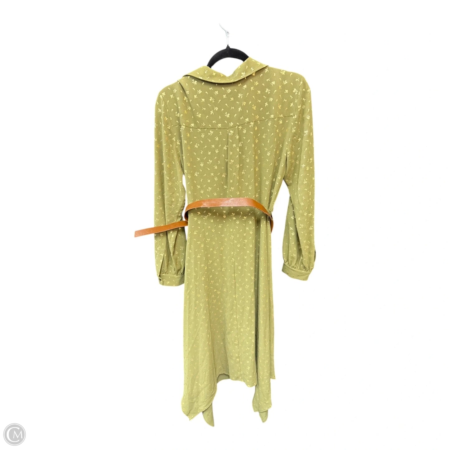 Dress Casual Midi By Michael By Michael Kors In Gold & Green, Size: L