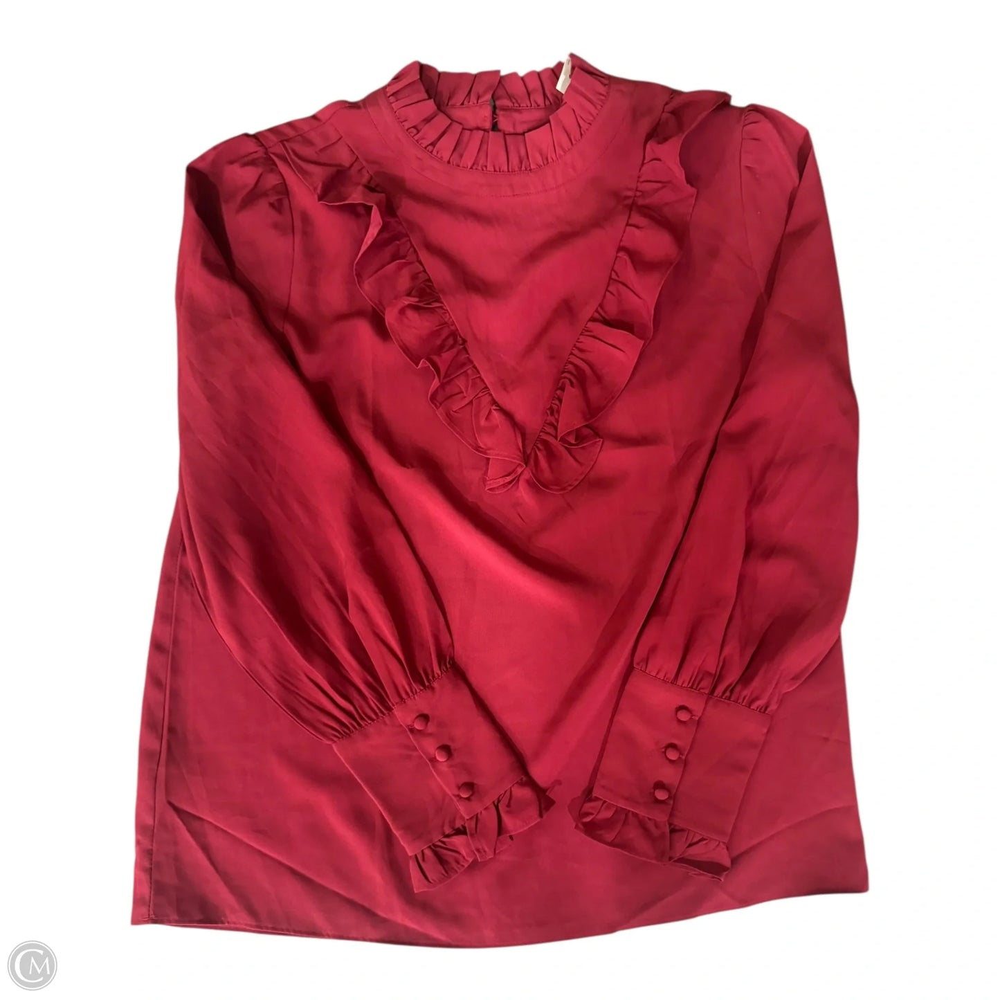 Blouse Long Sleeve By Ann Taylor In Red, Size: M