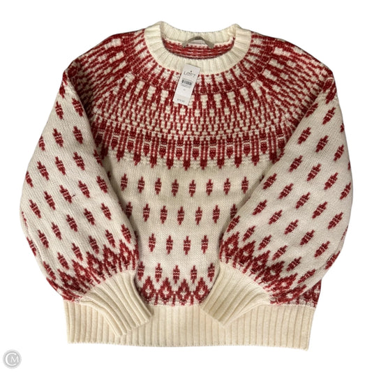 Sweater By Loft In Cream & Red, Size: M