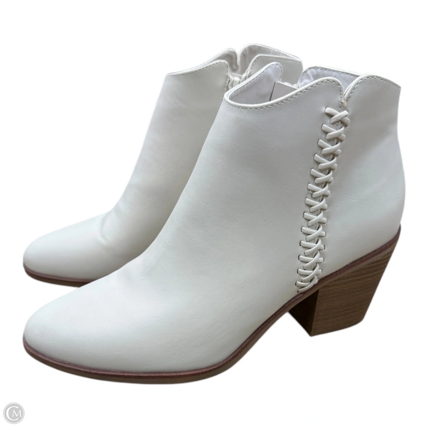 Boots Ankle Heels By Mia In Cream, Size: 9
