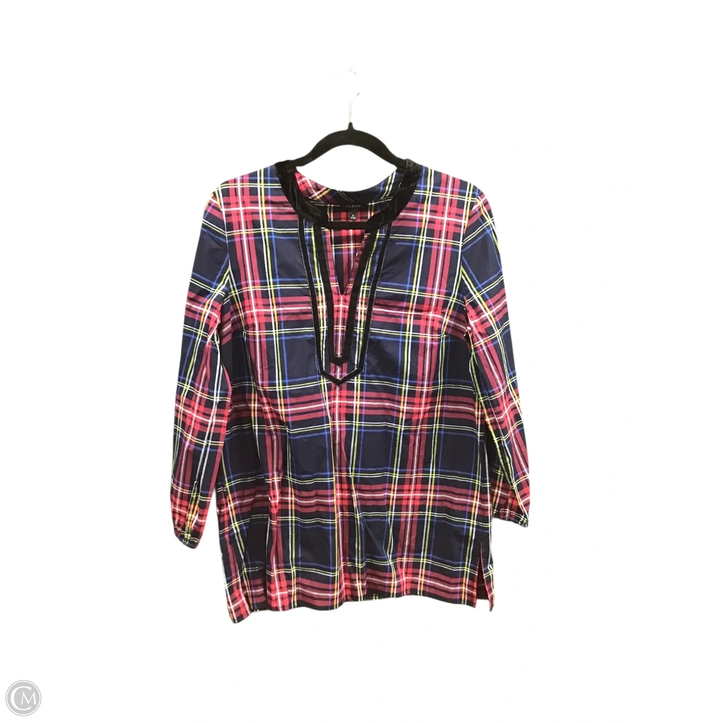 Top 3/4 Sleeve By Talbots In Plaid Pattern, Size: M