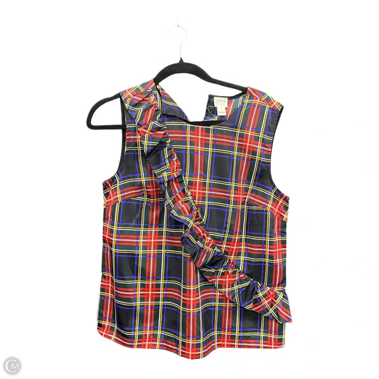 Top Sleeveless By J. Crew In Plaid Pattern, Size: 8