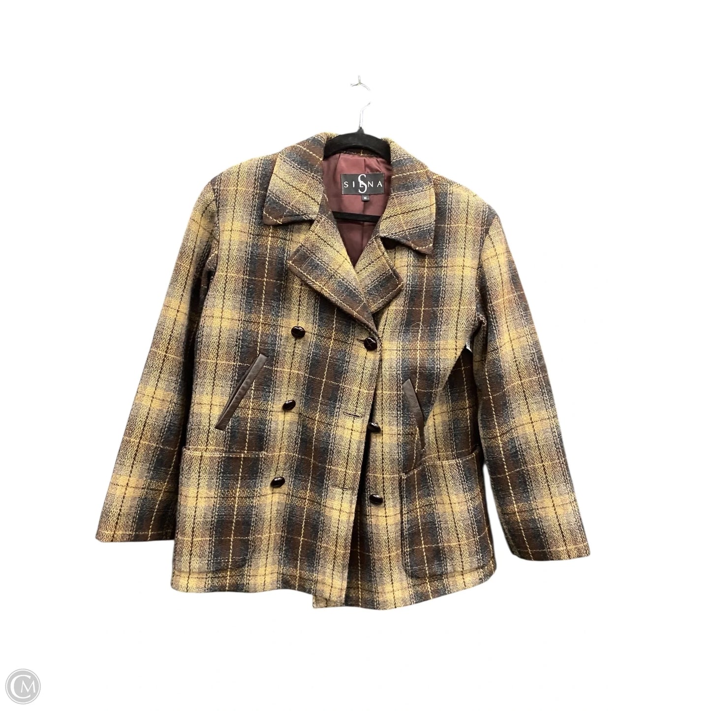 Coat Wool By Cmb In Plaid Pattern, Size: M