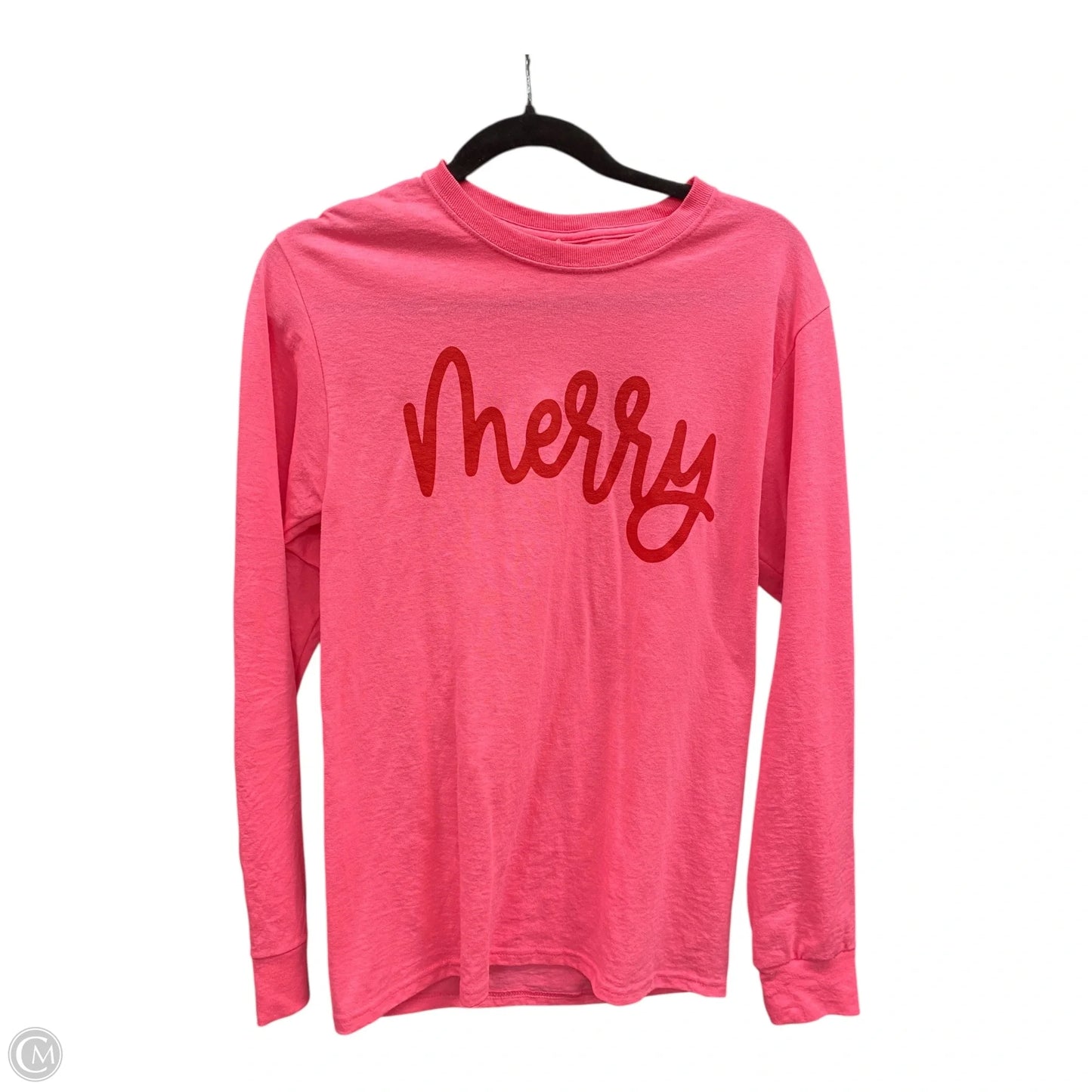 Top Long Sleeve Basic By Jerzees In Pink & Red, Size: S