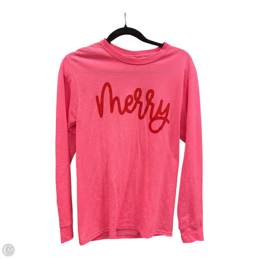 Top Long Sleeve Basic By Jerzees In Pink & Red, Size: S