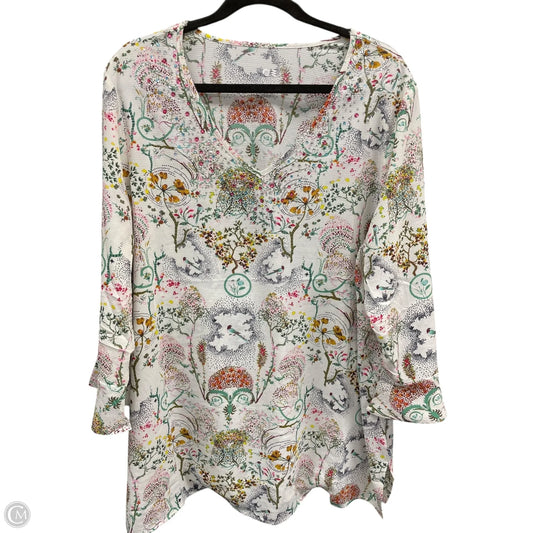 Blouse 3/4 Sleeve By Clothes Mentor In Floral Print, Size: Xxl