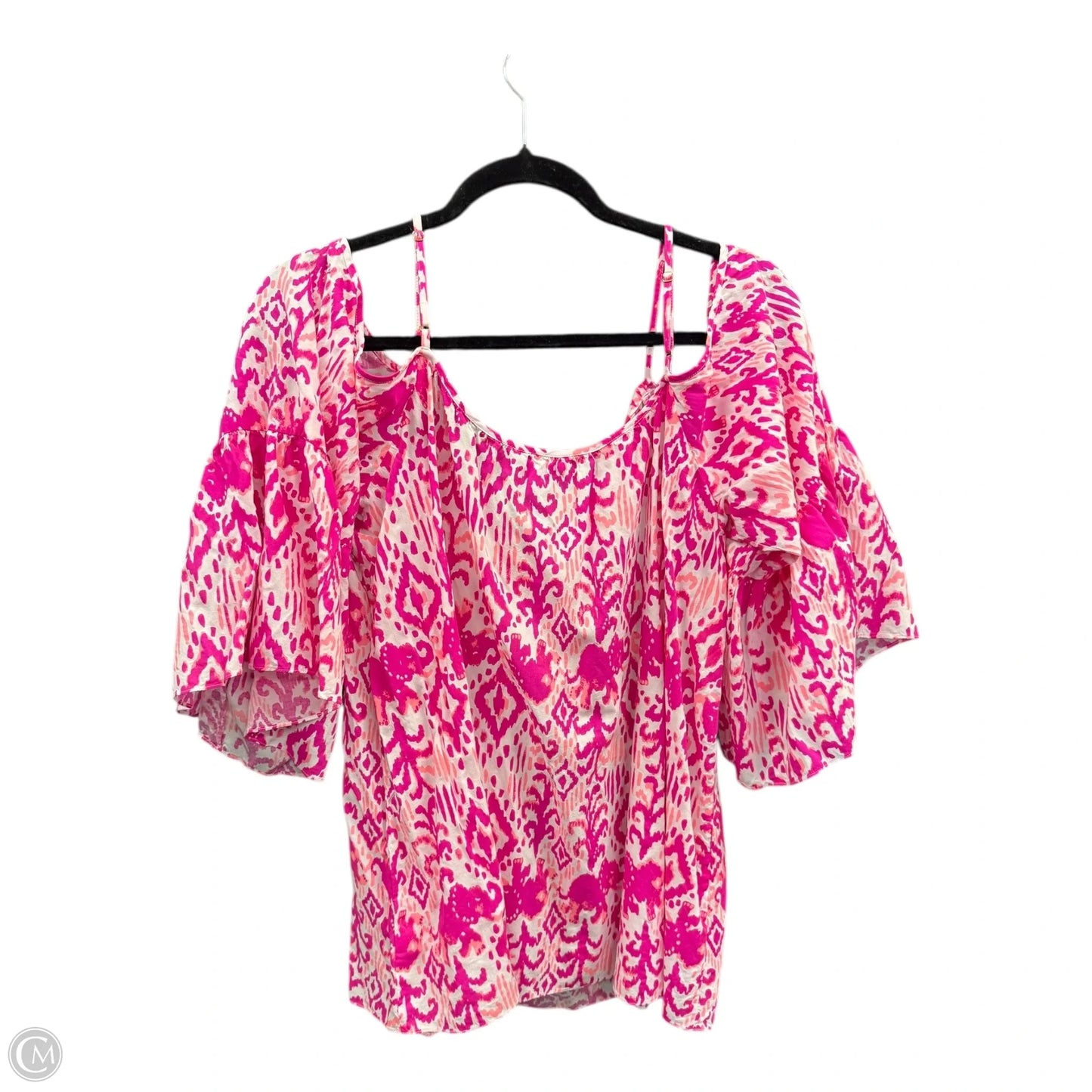 Blouse Designer By Lilly Pulitzer In Pink & White, Size: L