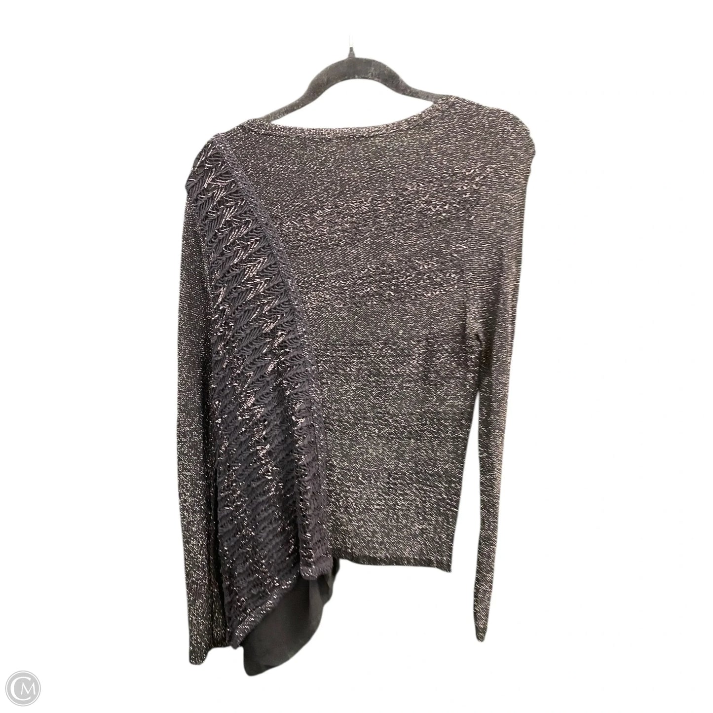 Sweater By Chicos In Black & Silver, Size: L