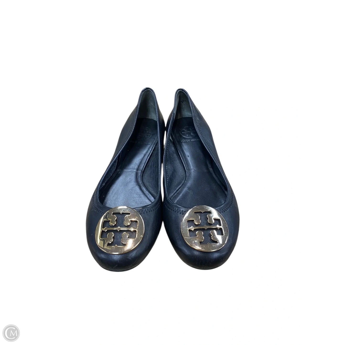 Shoes Designer By Tory Burch In Black & Gold, Size: 7