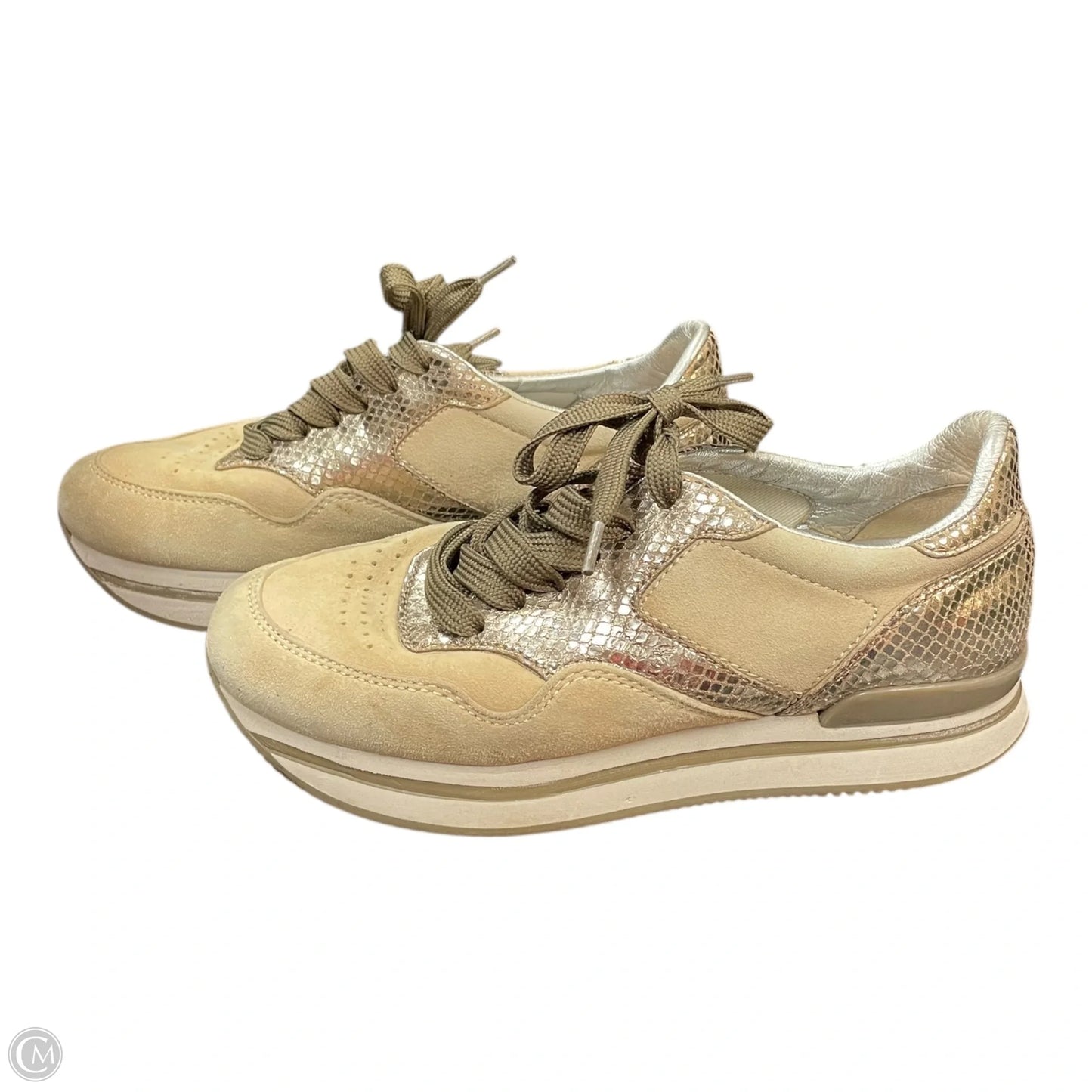 Shoes Sneakers By Cmb In Gold & Tan, Size: 6.5