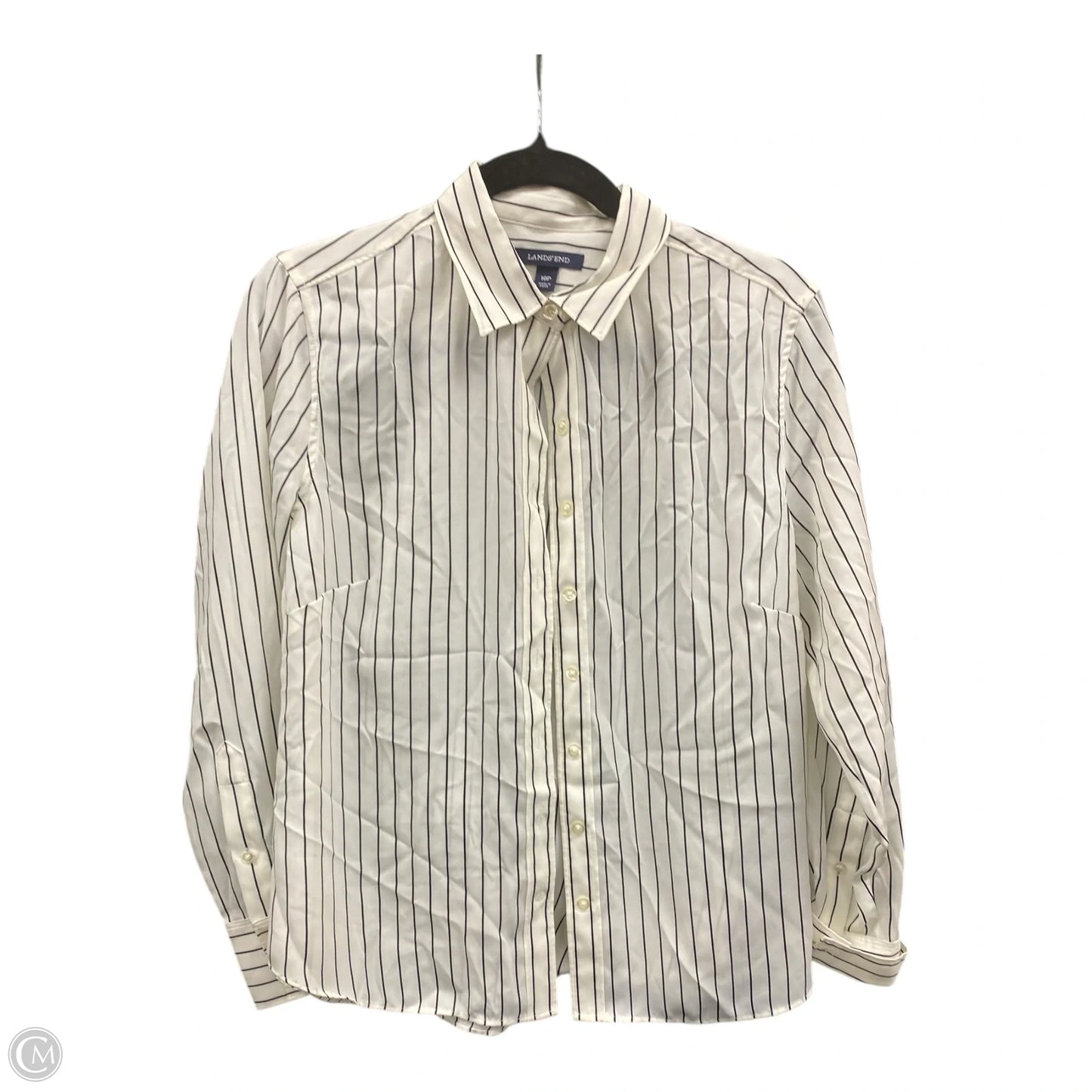 Blouse Long Sleeve By Lands End In Striped Pattern, Size: 10p