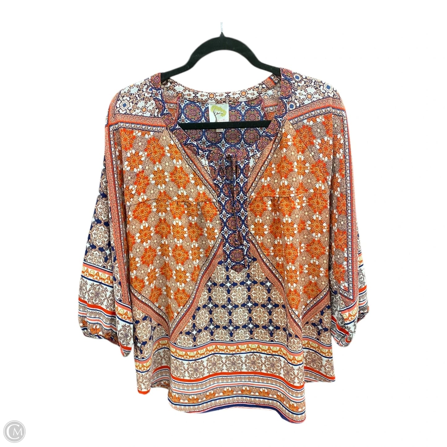Blouse 3/4 Sleeve By Figuero & Flower In Geometric Pattern, Size: L