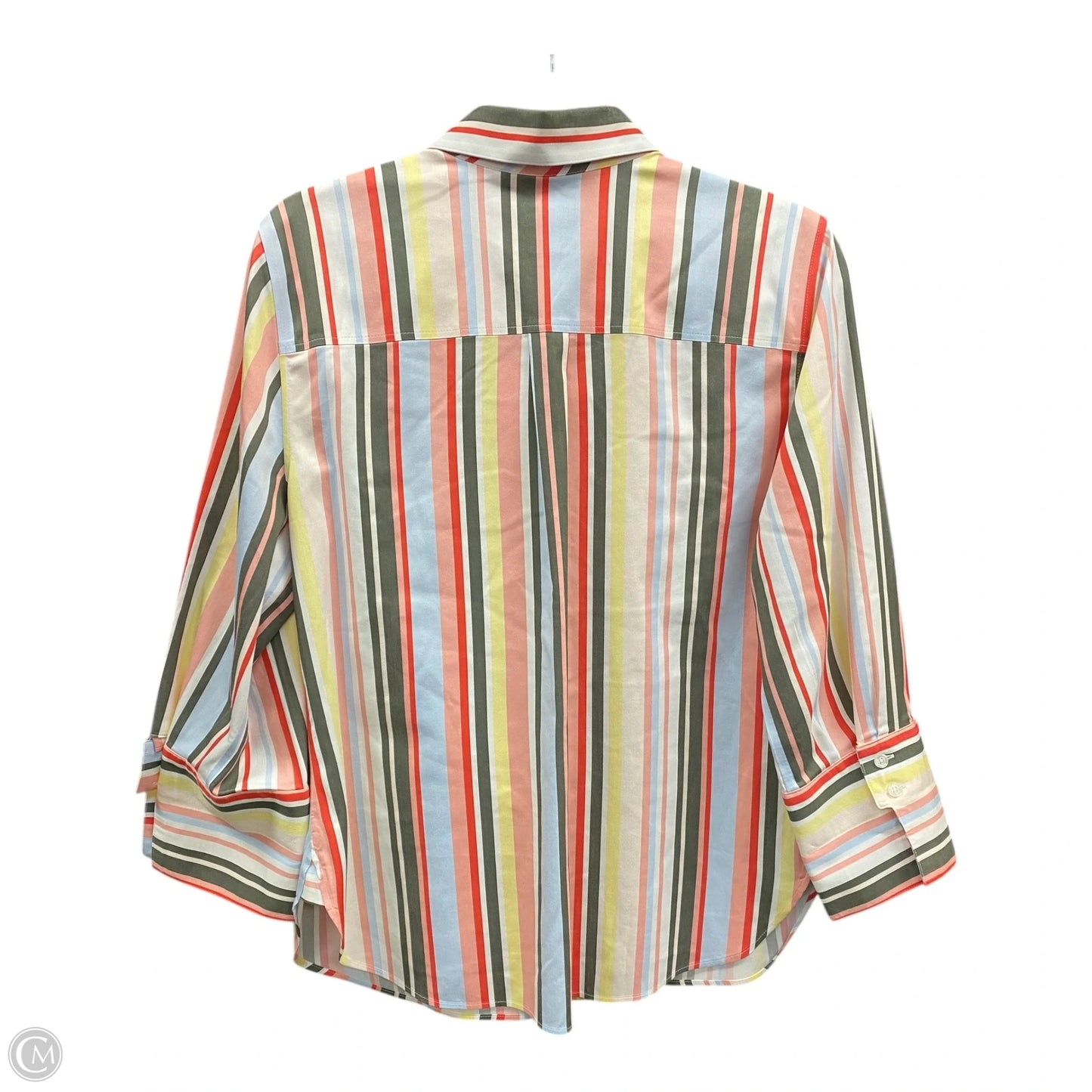 Blouse Long Sleeve By Chicos In Striped Pattern, Size: M