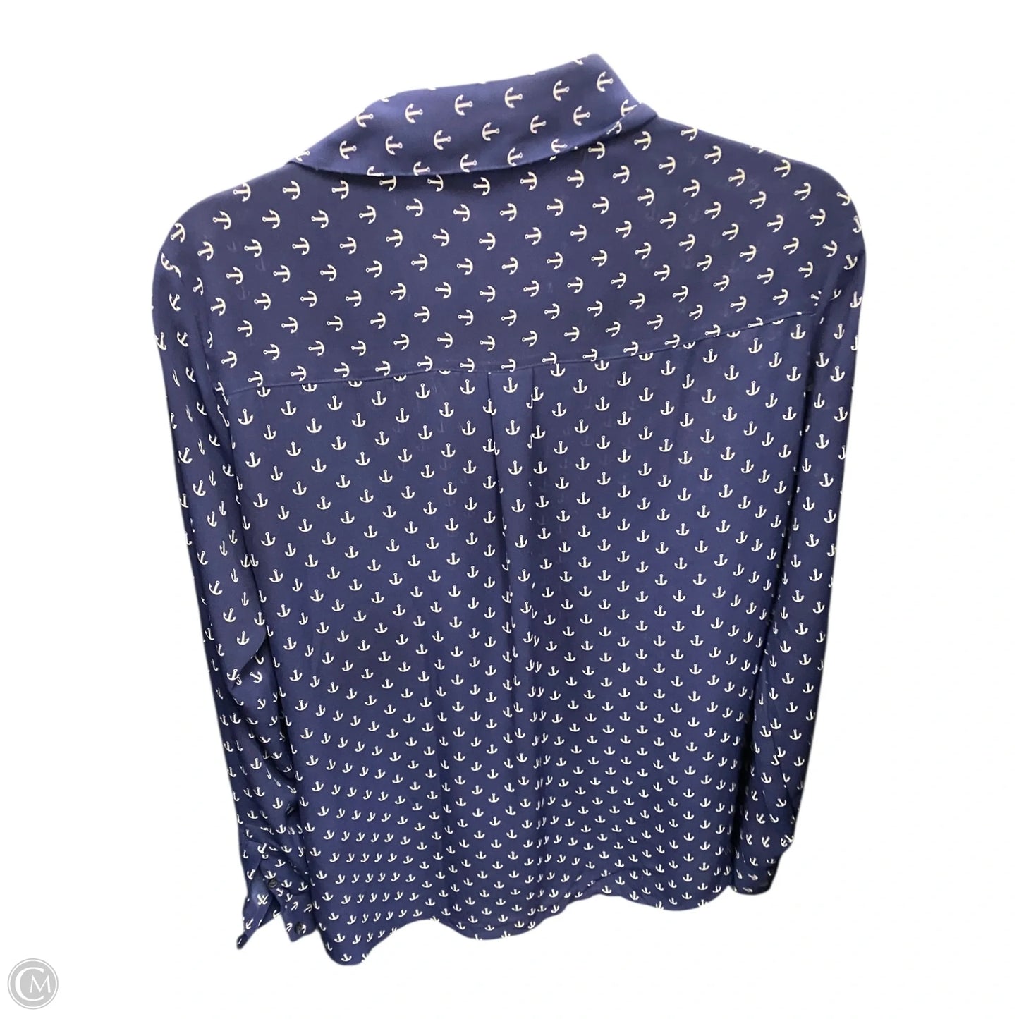 Blouse Long Sleeve By Express In Blue & White, Size: L