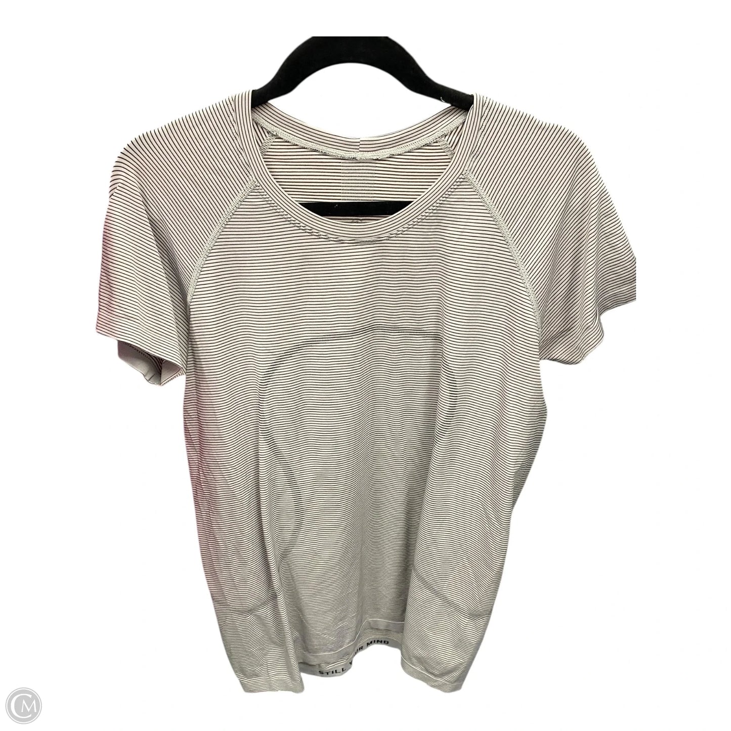 Athletic Top Short Sleeve By Lululemon In Striped Pattern, Size: 14