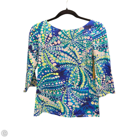 Top 3/4 Sleeve Designer By Lilly Pulitzer In Geometric Pattern, Size: Xs