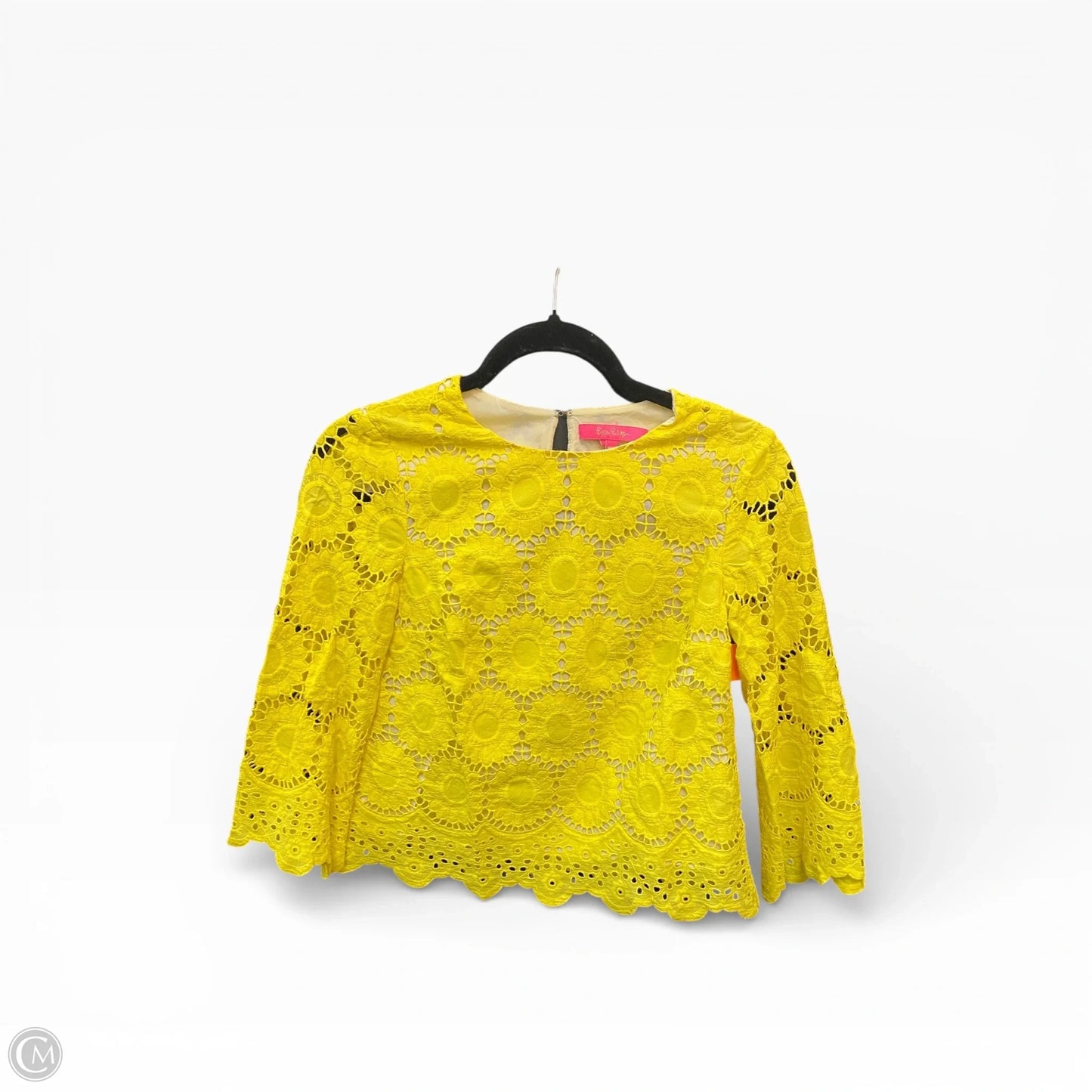 Top 3/4 Sleeve Designer By Lilly Pulitzer In Yellow, Size: Xxs