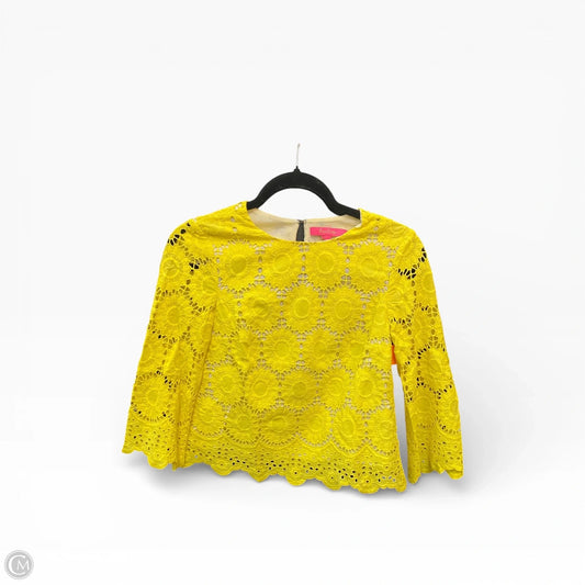 Top 3/4 Sleeve Designer By Lilly Pulitzer In Yellow, Size: Xxs