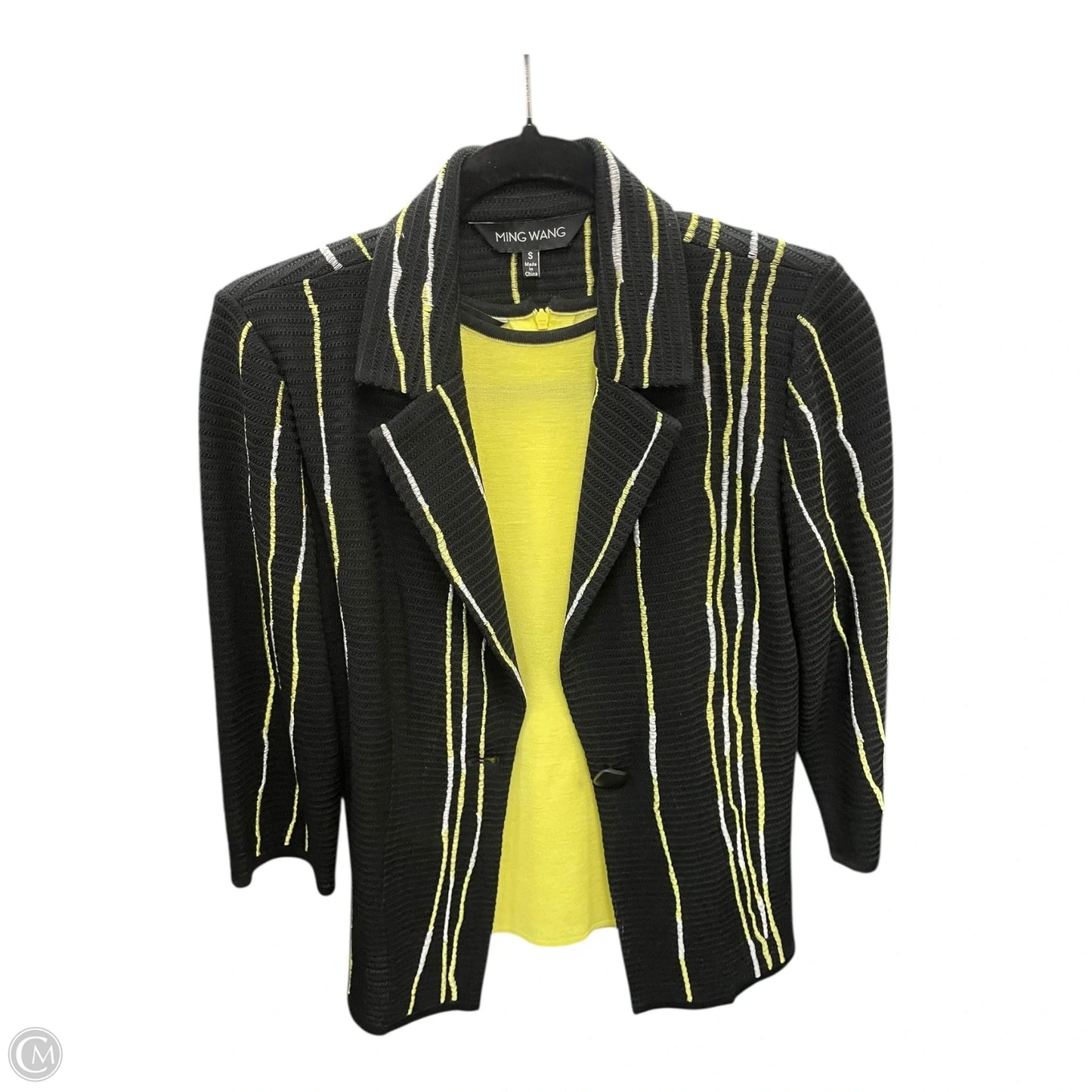 Sweater 2pc By Ming Wang In Black & Yellow, Size: S