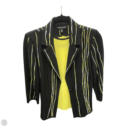 Sweater 2pc By Ming Wang In Black & Yellow, Size: S