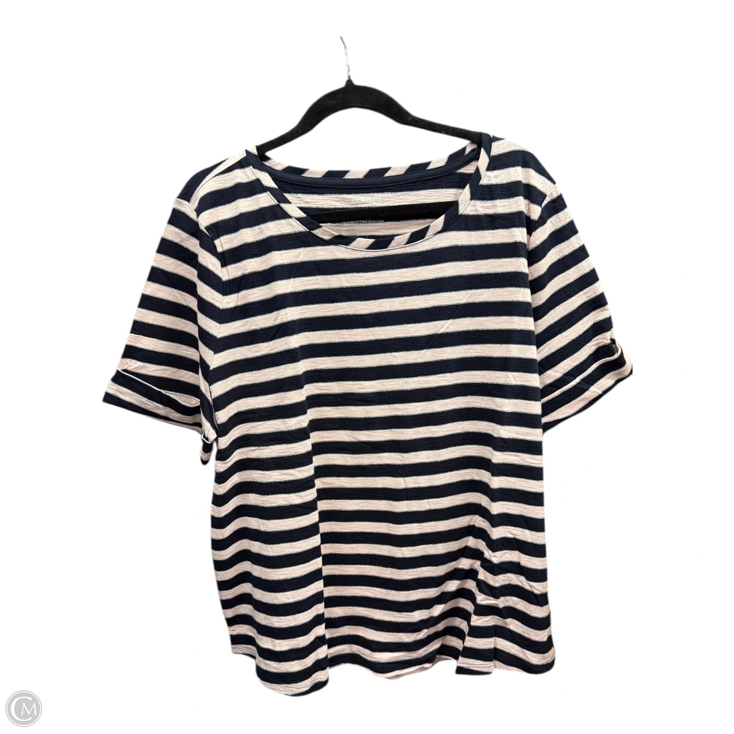 Top Short Sleeve By Talbots In Striped Pattern, Size: 2x